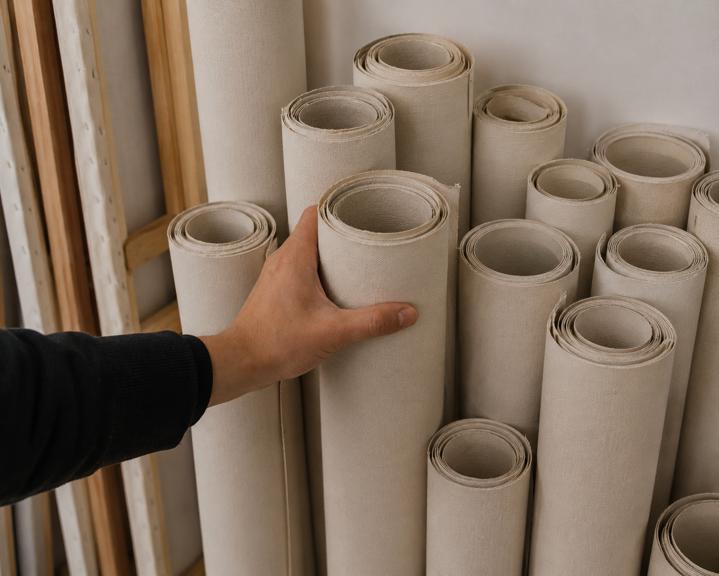 Canvas rolls carefully prepared for shipping