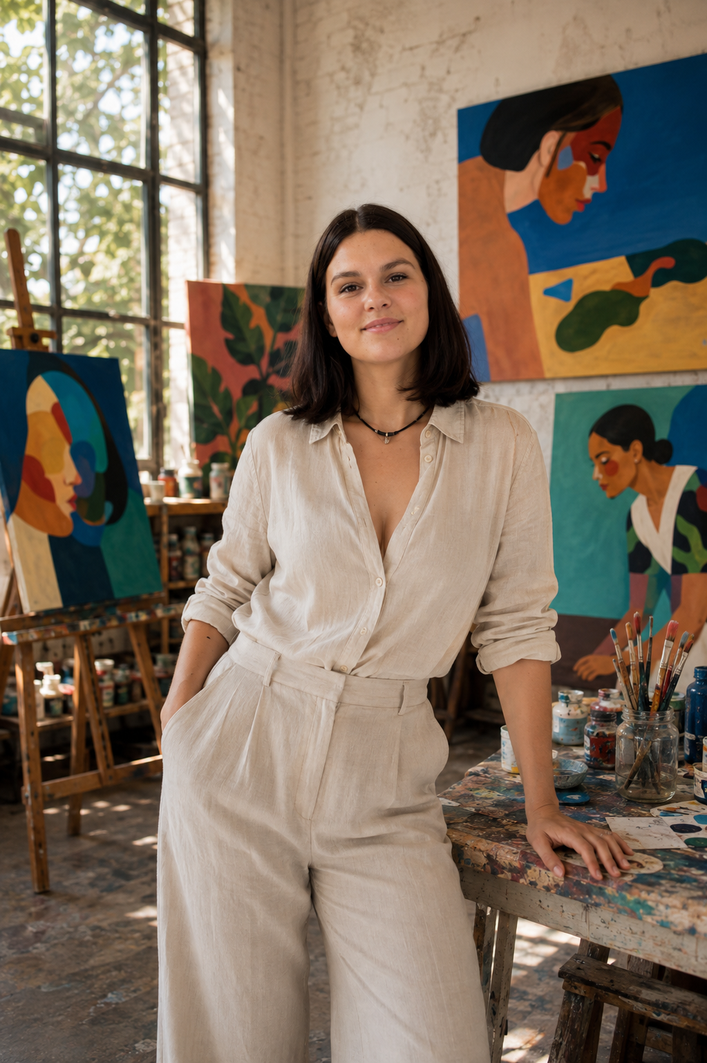 Sonia Anton painting in her studio