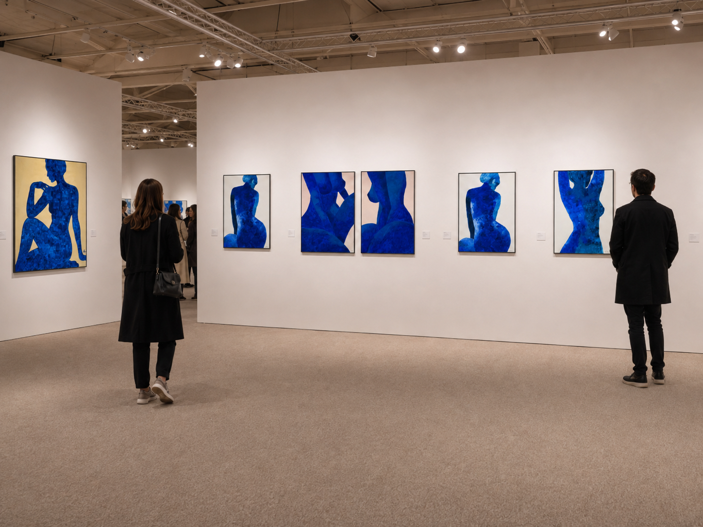 A gallery view of Sonia Anton's blue figure series